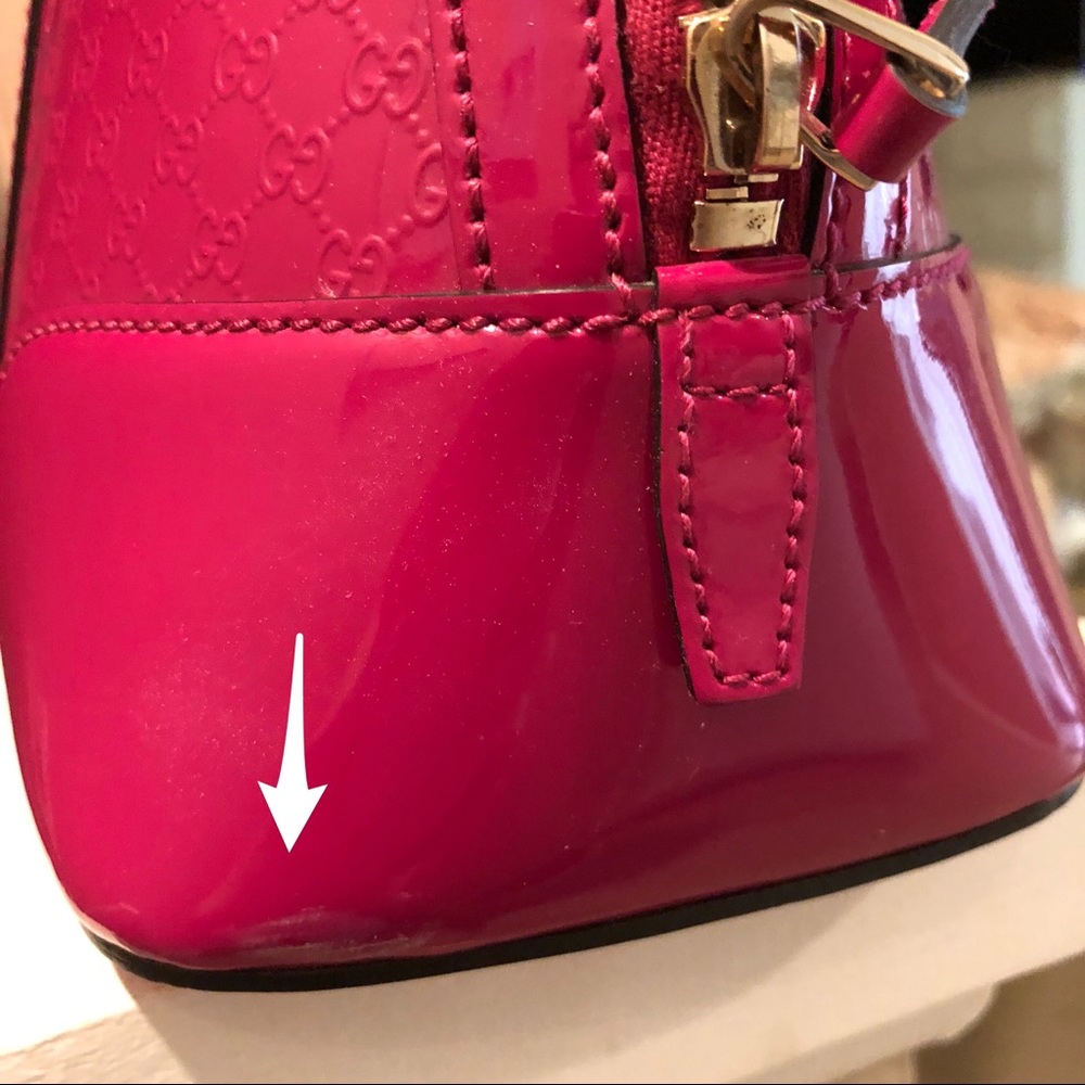 Gucci Microguccisima Top Handle Bag,Fuchsia Patent - Picture 6 of 8
